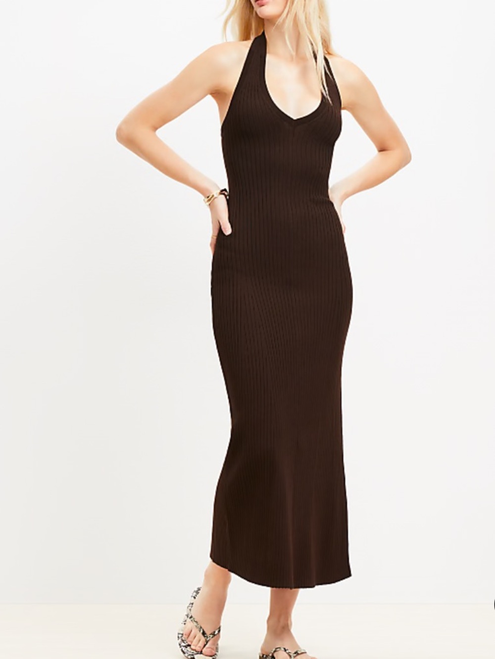 LOFT Knit Ribbed Halter Dress